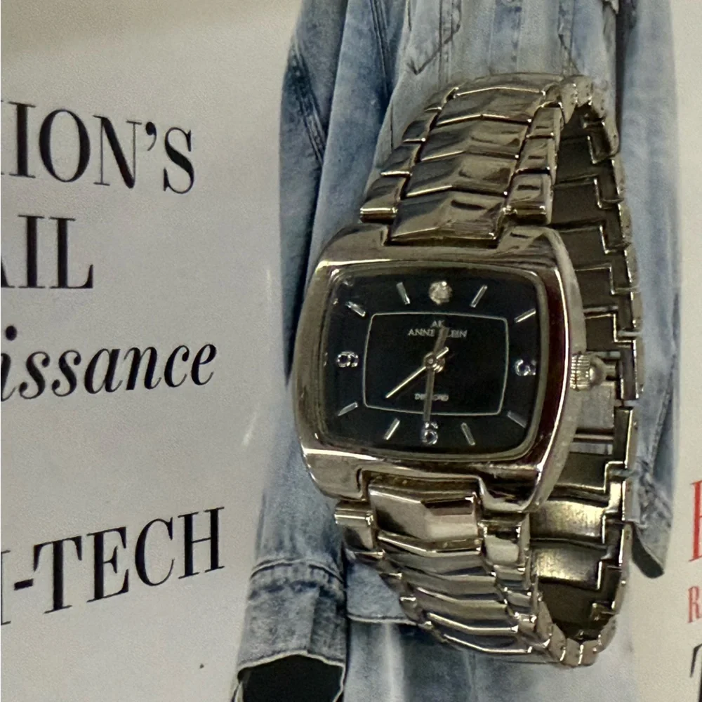 ANNE KLEIN Silver Stainless Steel Watch / Black Face dial